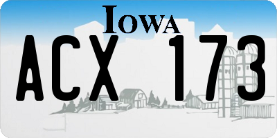 IA license plate ACX173