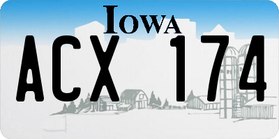 IA license plate ACX174