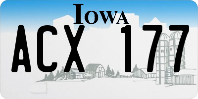IA license plate ACX177