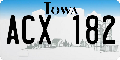 IA license plate ACX182