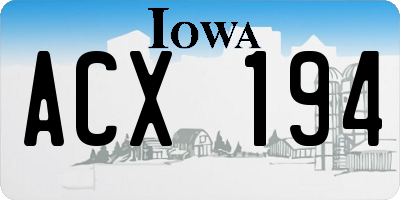IA license plate ACX194