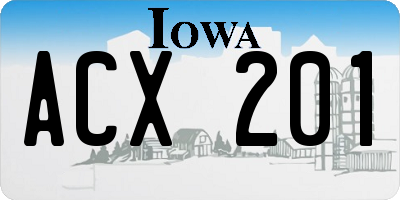 IA license plate ACX201