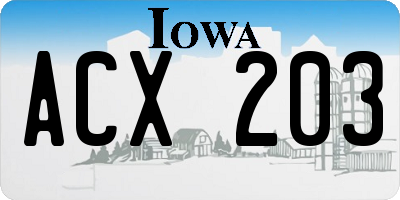 IA license plate ACX203