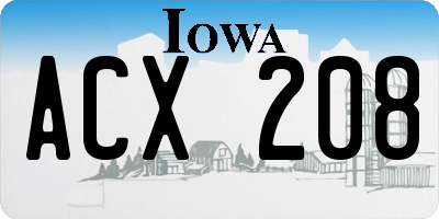 IA license plate ACX208
