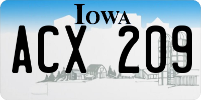 IA license plate ACX209