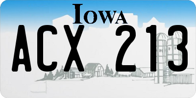 IA license plate ACX213