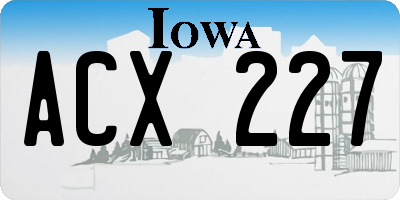 IA license plate ACX227