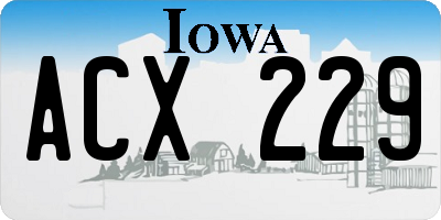 IA license plate ACX229