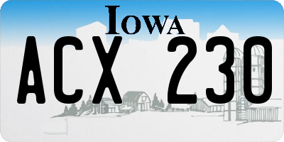 IA license plate ACX230