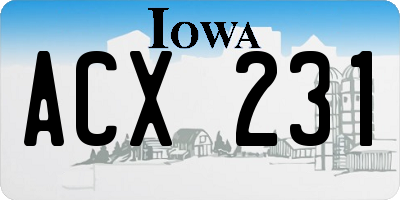 IA license plate ACX231