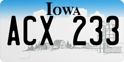 IA license plate ACX233
