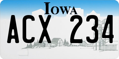 IA license plate ACX234