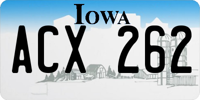 IA license plate ACX262