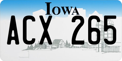 IA license plate ACX265