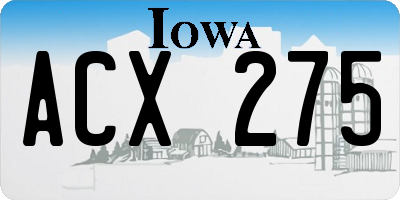 IA license plate ACX275