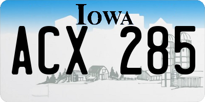 IA license plate ACX285