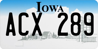 IA license plate ACX289