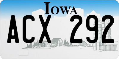 IA license plate ACX292