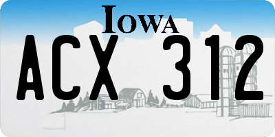 IA license plate ACX312