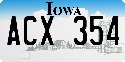 IA license plate ACX354