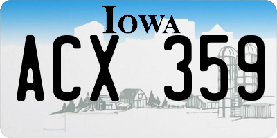 IA license plate ACX359