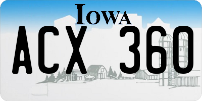 IA license plate ACX360