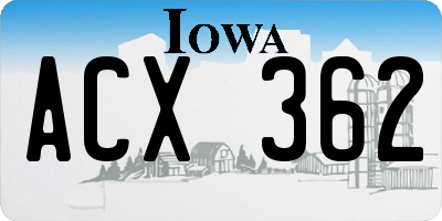 IA license plate ACX362