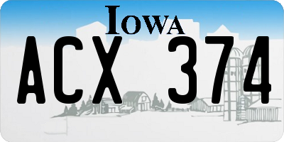 IA license plate ACX374