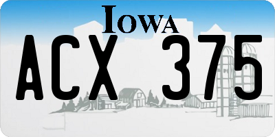 IA license plate ACX375