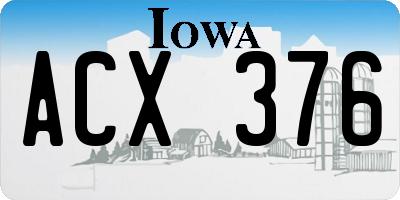 IA license plate ACX376