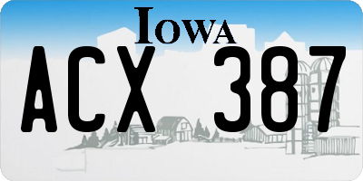 IA license plate ACX387