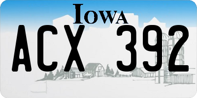 IA license plate ACX392