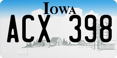 IA license plate ACX398