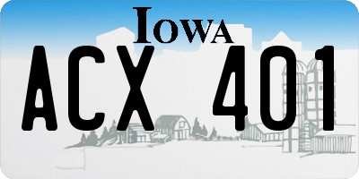 IA license plate ACX401