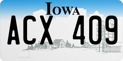 IA license plate ACX409