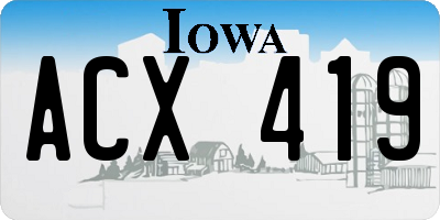 IA license plate ACX419