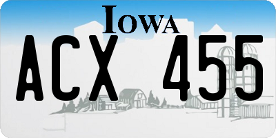 IA license plate ACX455