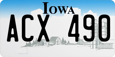 IA license plate ACX490