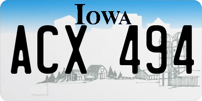 IA license plate ACX494