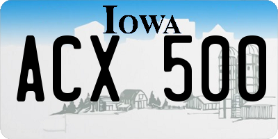IA license plate ACX500