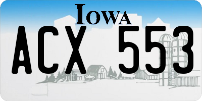 IA license plate ACX553
