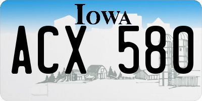 IA license plate ACX580