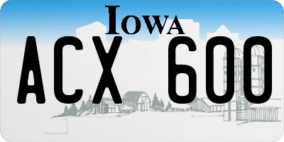 IA license plate ACX600