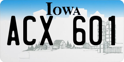 IA license plate ACX601