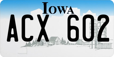 IA license plate ACX602