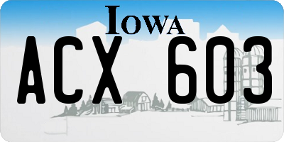 IA license plate ACX603