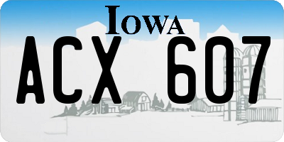 IA license plate ACX607