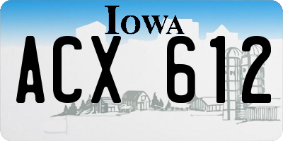 IA license plate ACX612