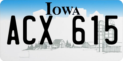 IA license plate ACX615