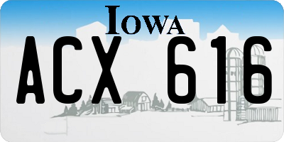 IA license plate ACX616